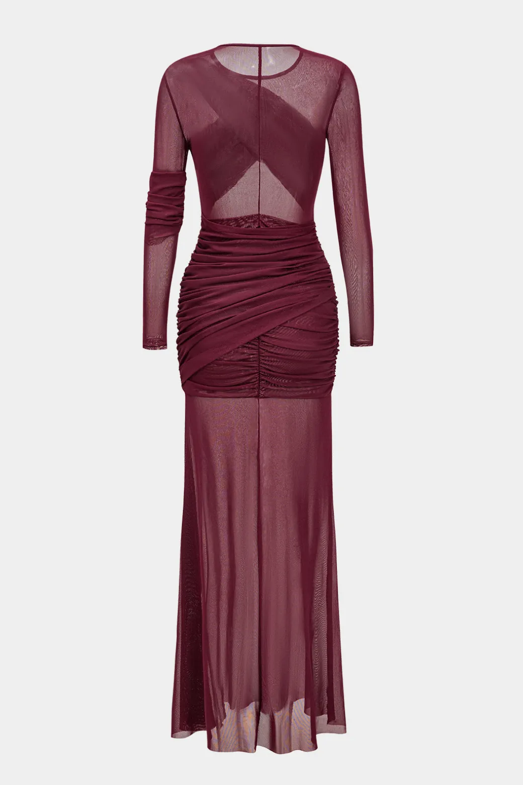Fashion Mesh Ruffle Long Sleeve Maxi Dress Long Sleeve Dresses | Maxi Dresses