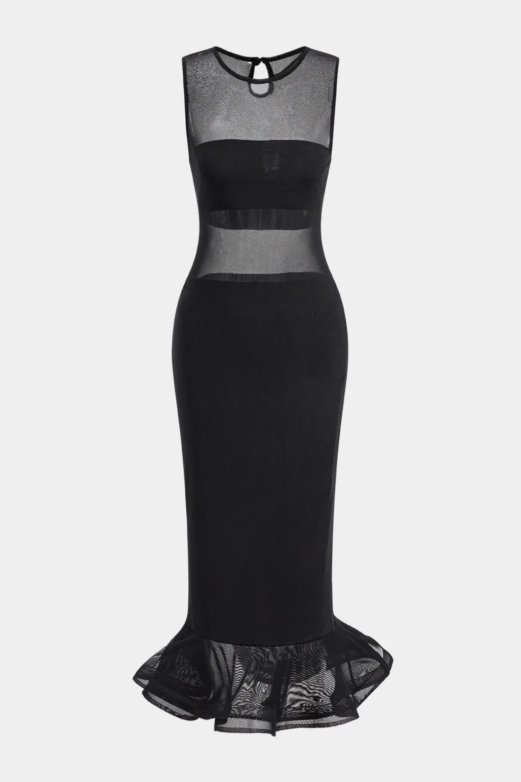 Best Sale Mesh Sheer Sleeveless Midi Dress Midi Dresses