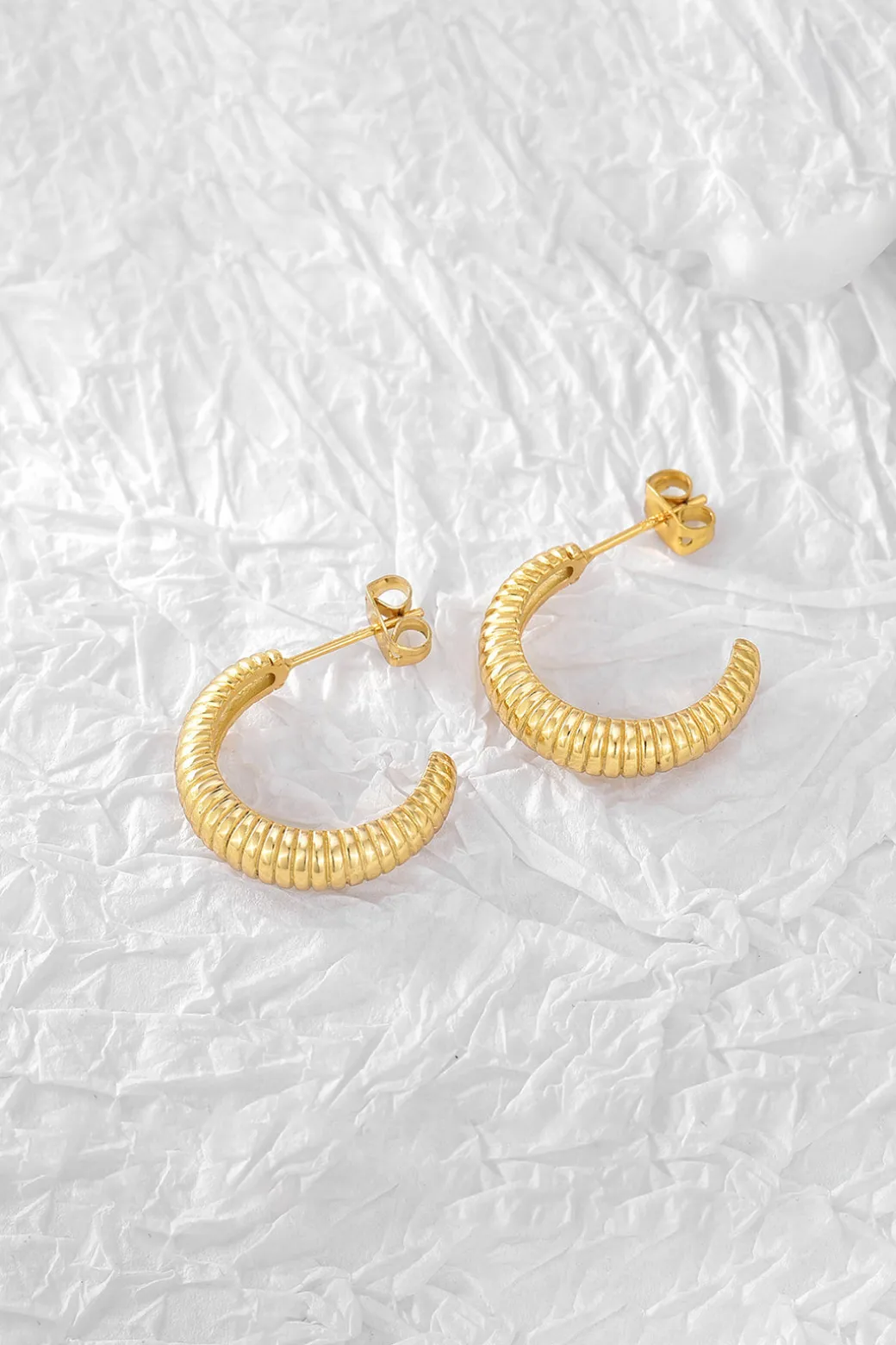 Discount Metallic Twisted Braided C-Shaped Earrings Accessories