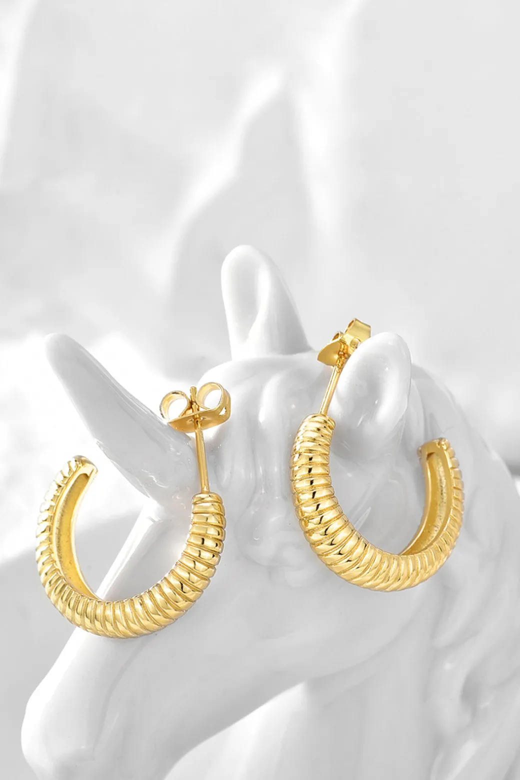 Discount Metallic Twisted Braided C-Shaped Earrings Accessories