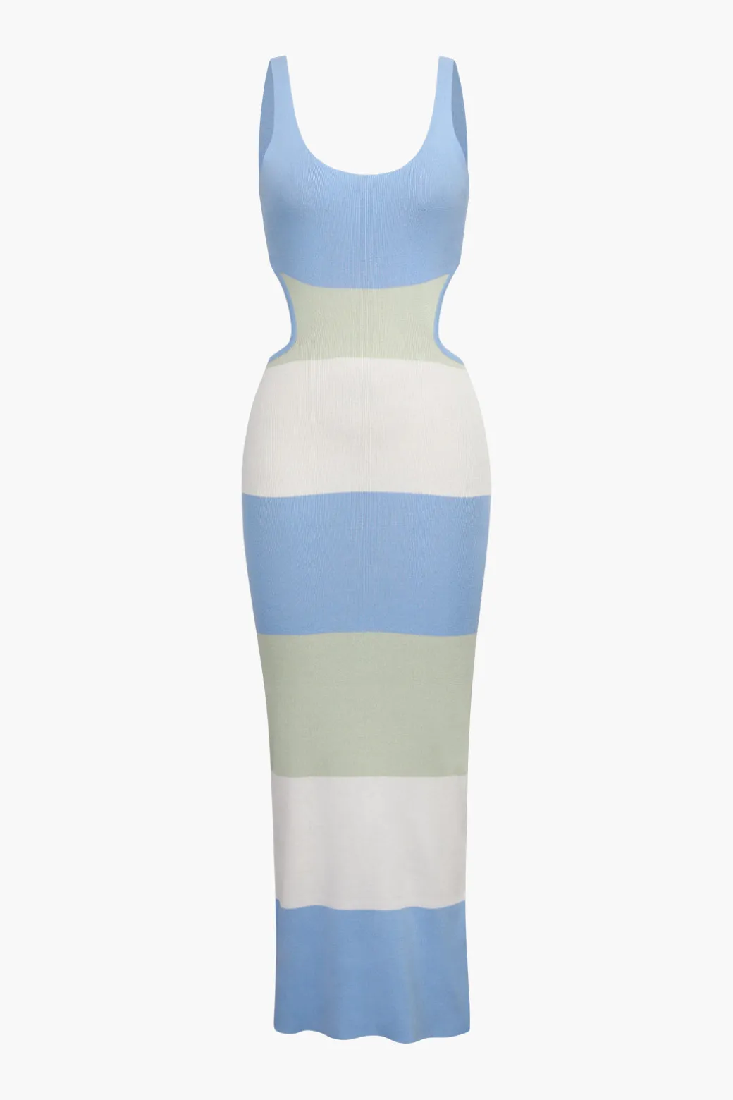 Fashion Multicolored Stripe Knitted Backless Maxi Dress Knitwear | Maxi Dresses