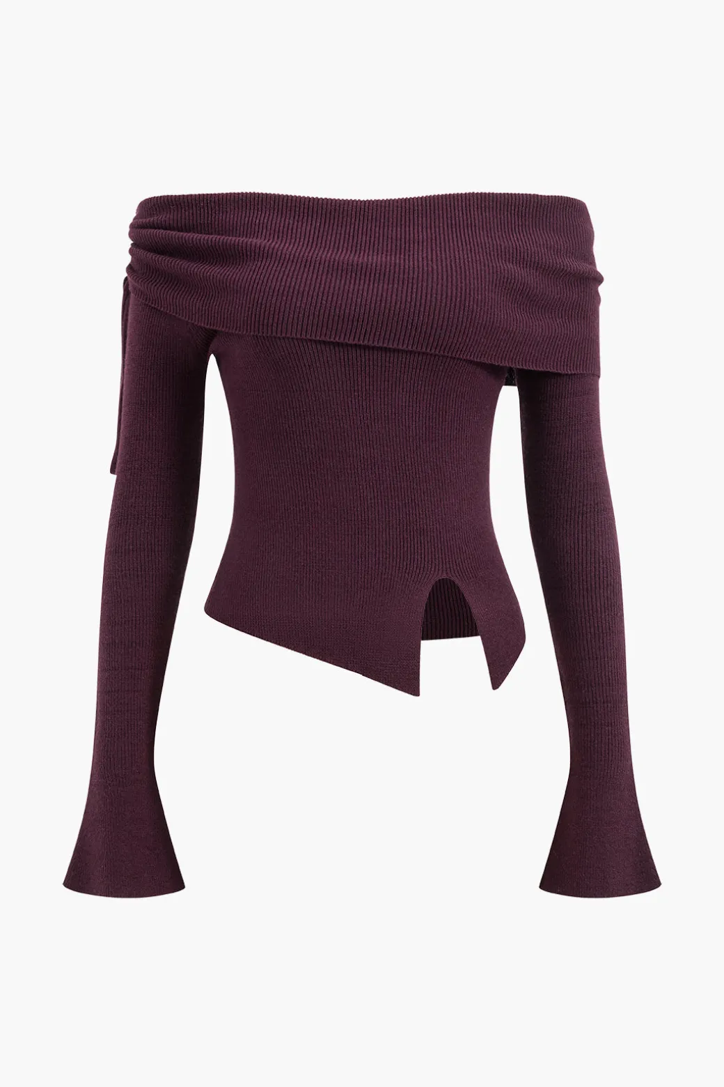 Clearance Off Shoulder Drawstring Sweater Long-Sleeve Top Knitwear | Knit Tops