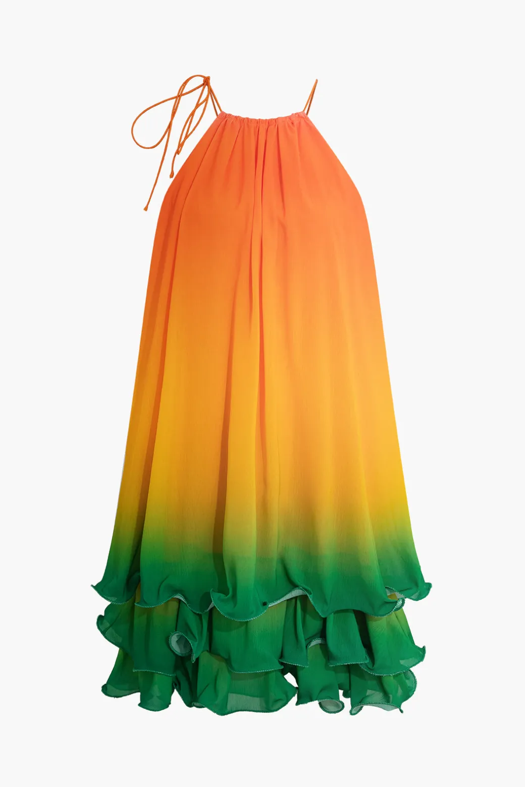 New Ombre Layer Ruffle Mini Dress Mini Dresses