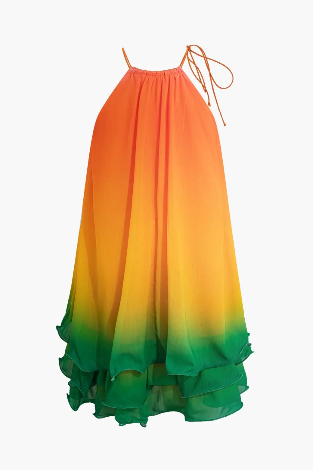 New Ombre Layer Ruffle Mini Dress Mini Dresses