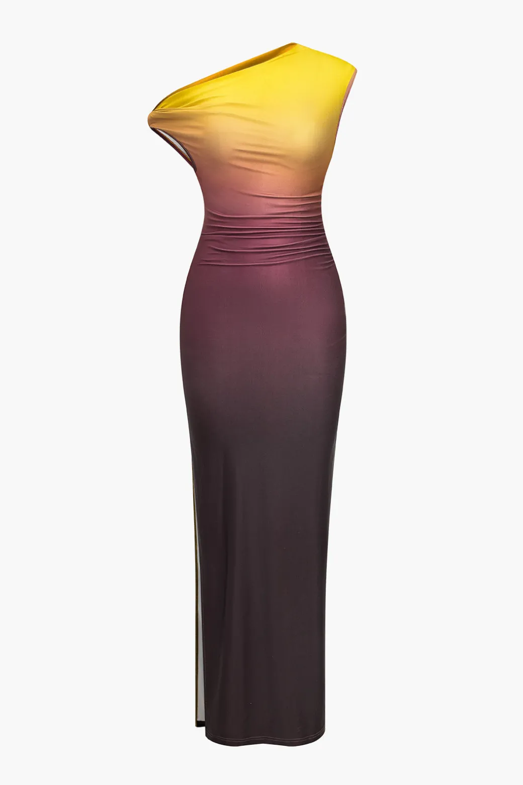 New Ombre Print One Shoulder Asymmetrical Maxi Dress Maxi Dresses