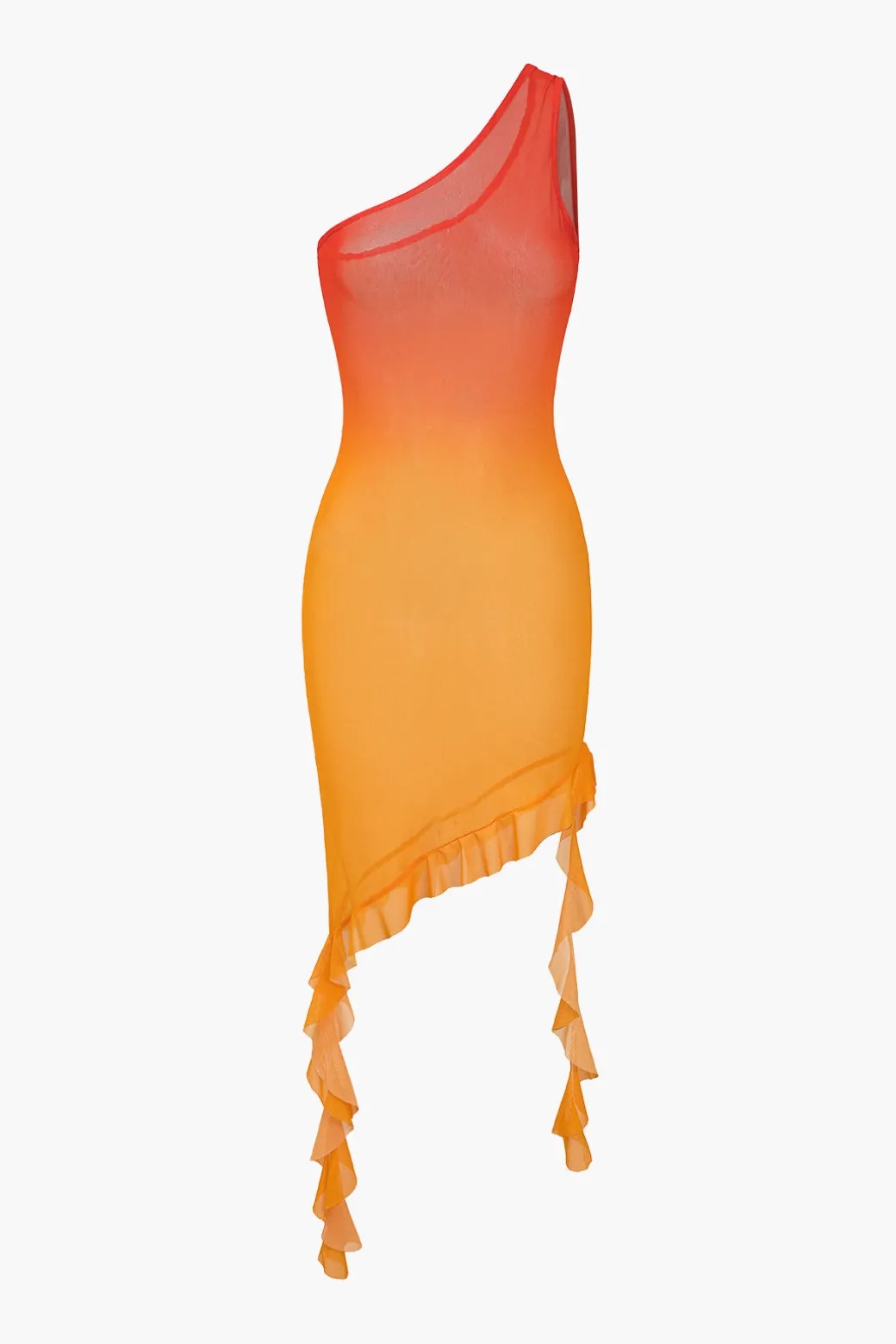 New Ombre Ruffle One Shoulder Cover Up Swimwear