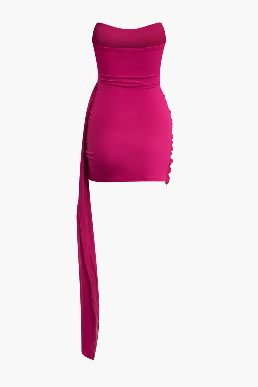 Discount Overlay Ruched Drape Strapless Mini Dress Mini Dresses