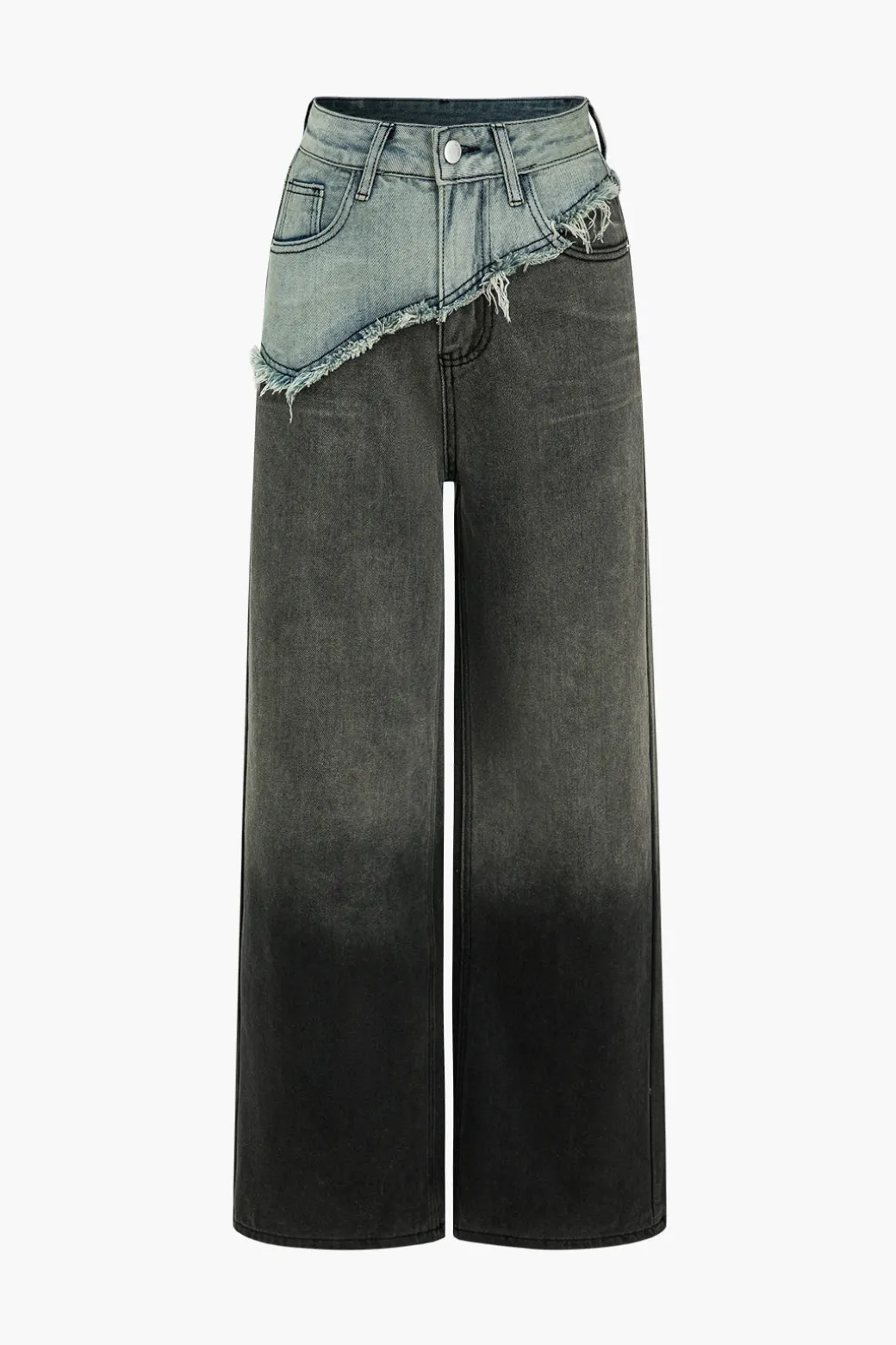 Outlet Patchwork Color Block Wide Leg Jeans Jeans