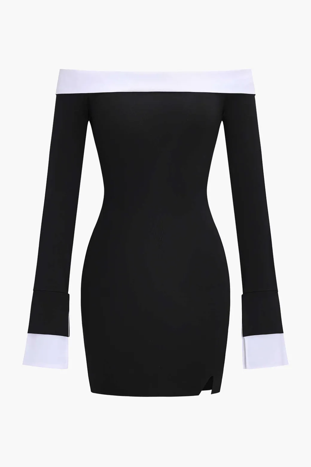 Discount Patchwork Long Sleeve Off Shoulder Mini Dress Mini Dresses | Long Sleeve Dresses