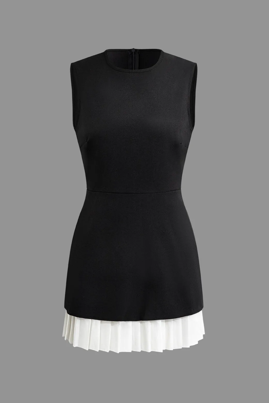 Hot Patchwork Pleated Hem Tank Mini Dress Mini Dresses