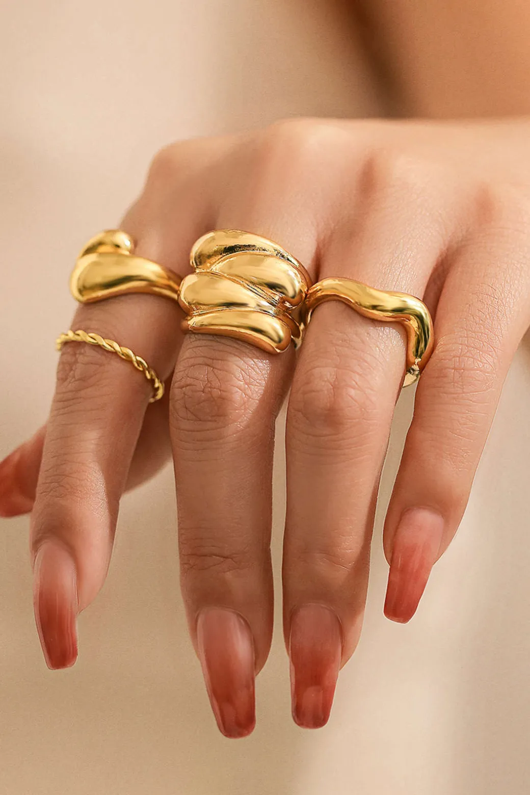 New 4pc Metal Ring Set Accessories