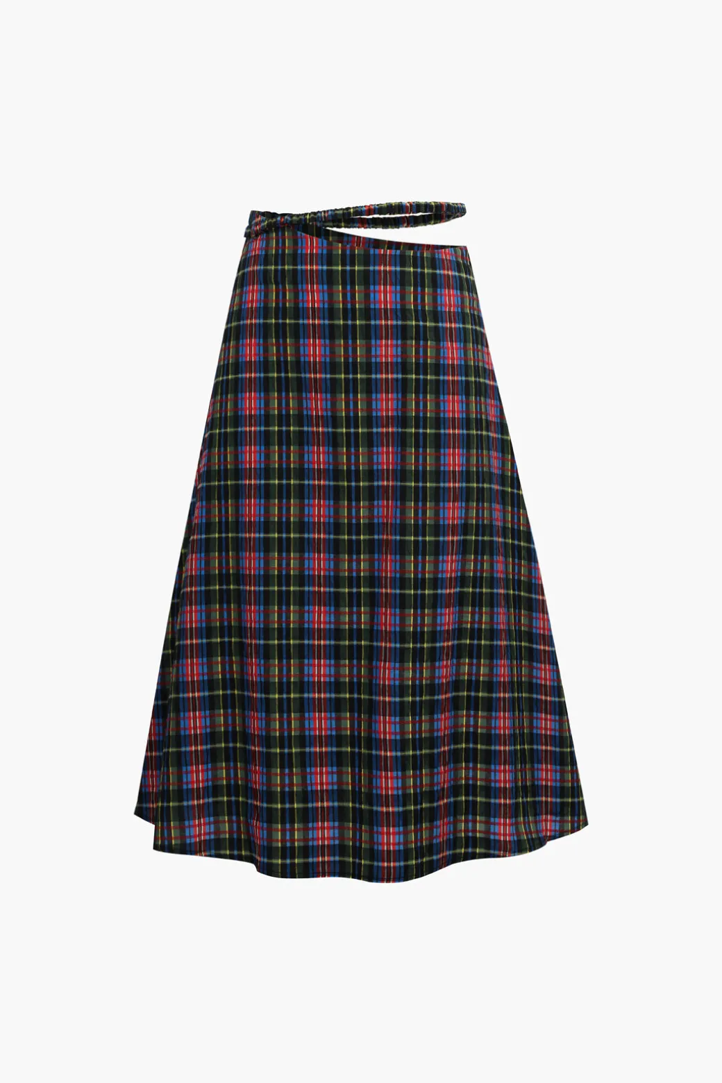 Online Plaid Cut Out Waist Midi Skirt Skirts
