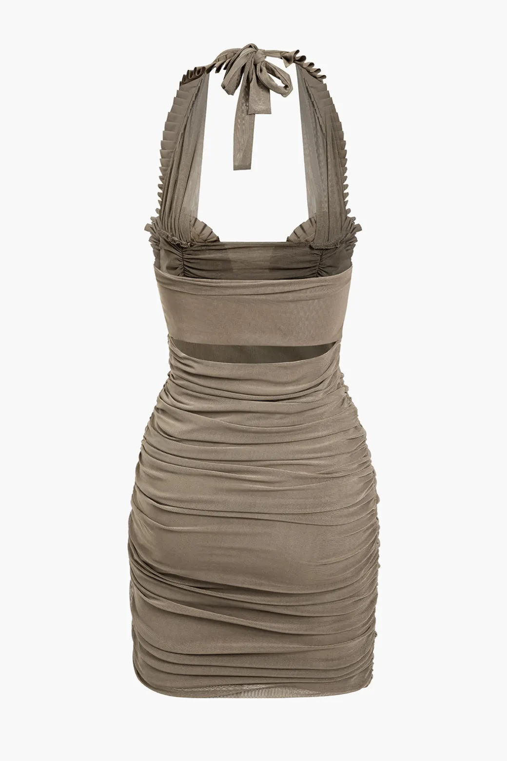 Sale Pleated Mesh Halter Mini Dress Mini Dresses