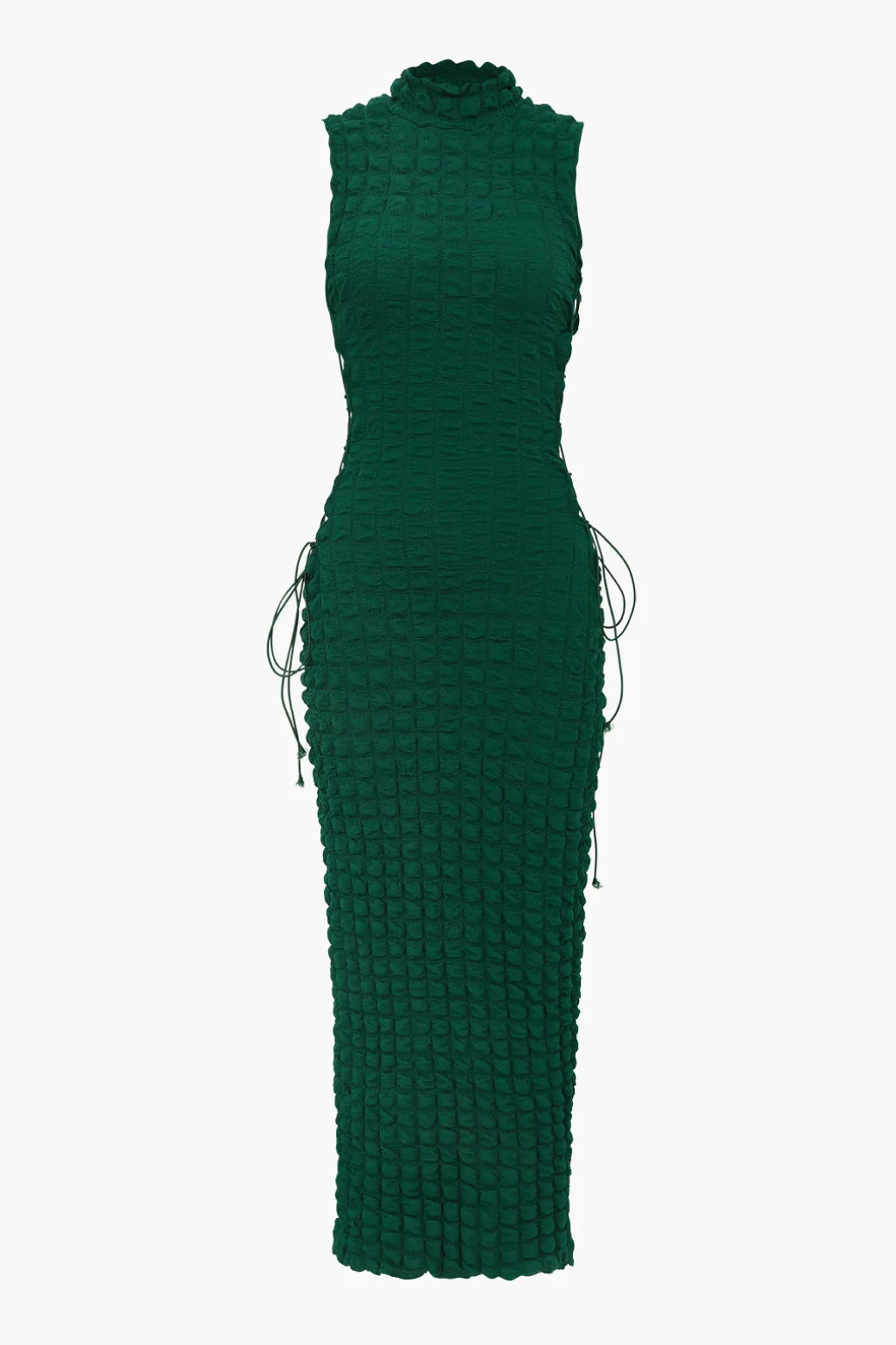 New Popcorn Textured Tie Side Sleeveless Maxi Dress Maxi Dresses