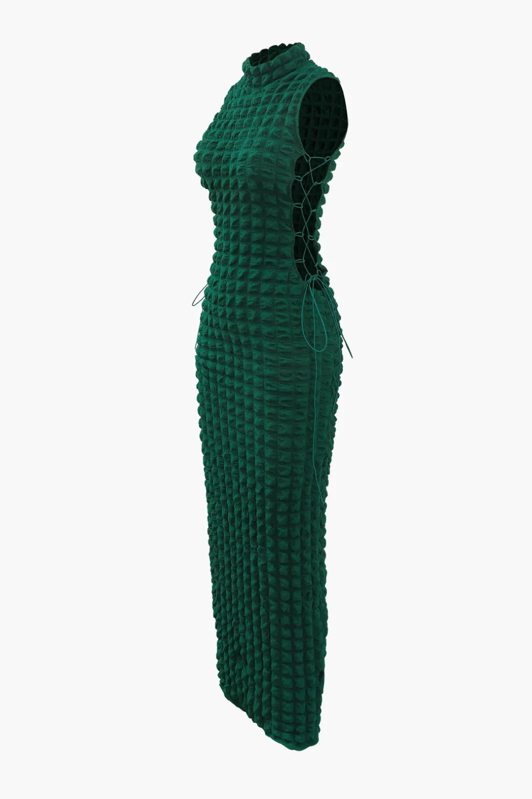 New Popcorn Textured Tie Side Sleeveless Maxi Dress Maxi Dresses