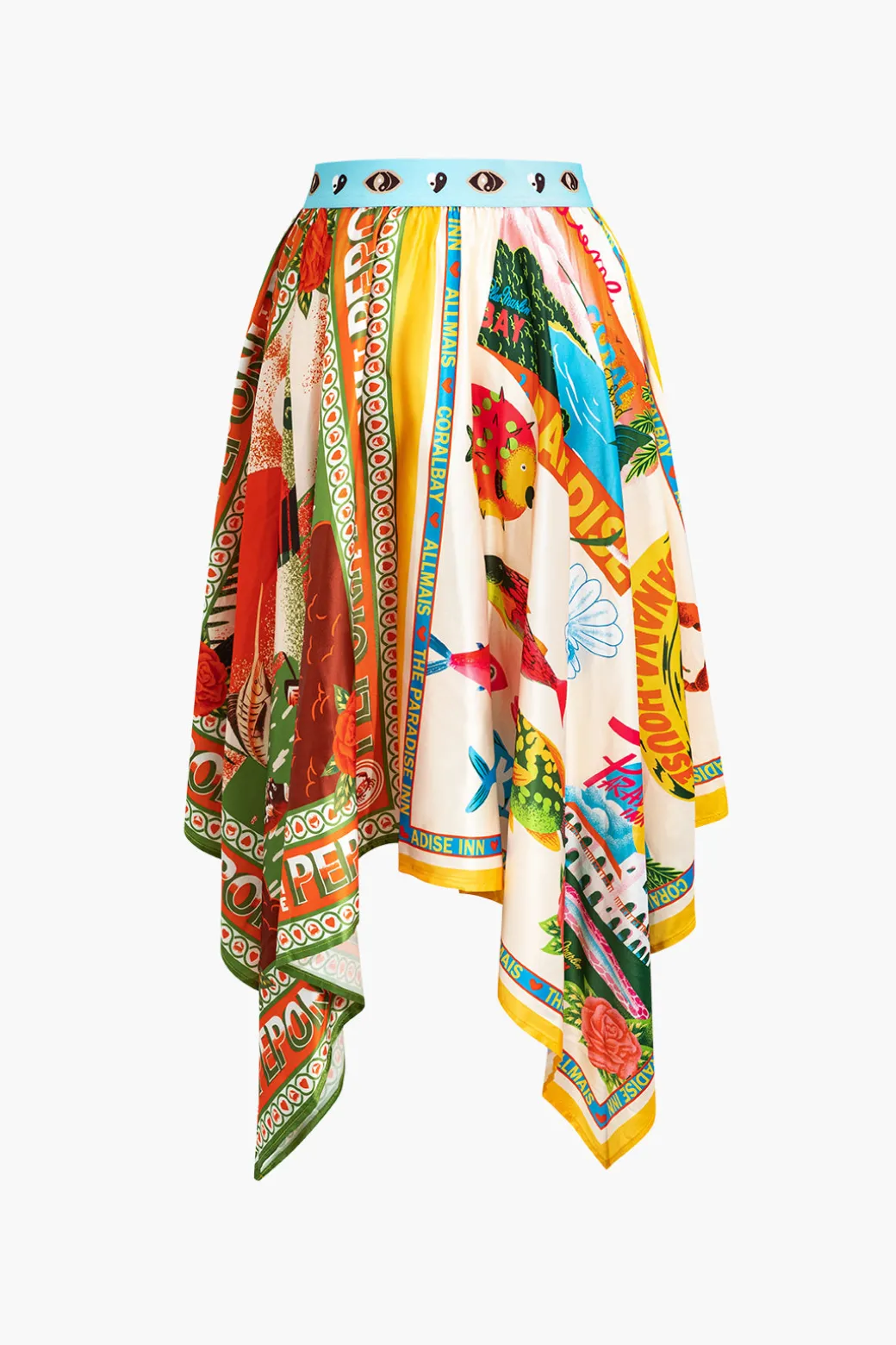 Fashion Print Asymmetrical Skirt Skirts