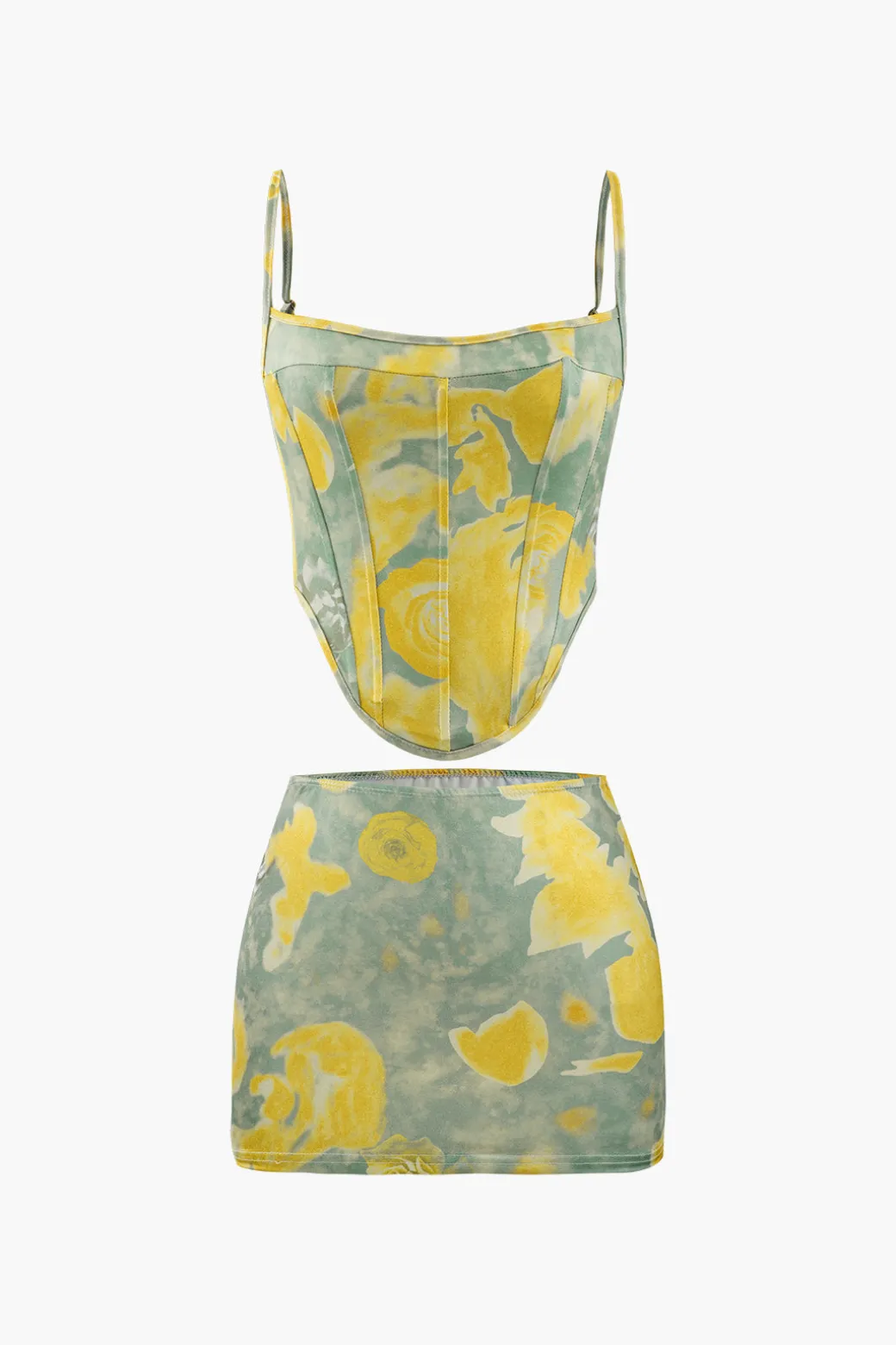 Outlet Printed Corset Cami Top And Mini Skirt Set Skirt Sets | Vacation Sets