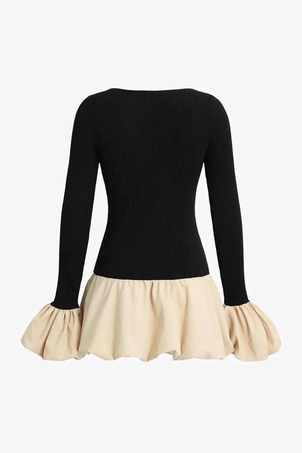 New Puff Sleeve Patchwork Long Sleeve Mini Dress Long Sleeve Dresses | Mini Dresses