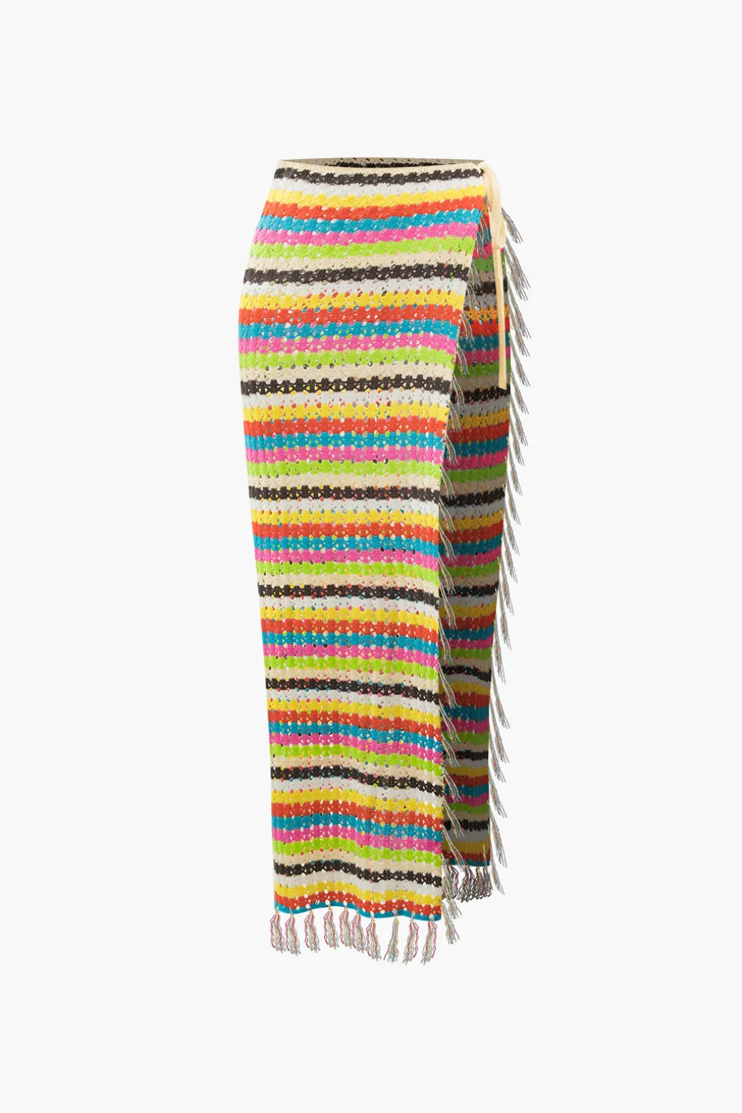 Store Rainbow Crochet Split Tassel Cover-Up Skirt Skirts