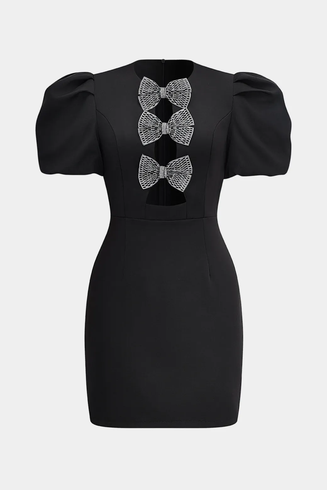 Discount Rhinestone Bow Cut Out Mini Dress Mini Dresses