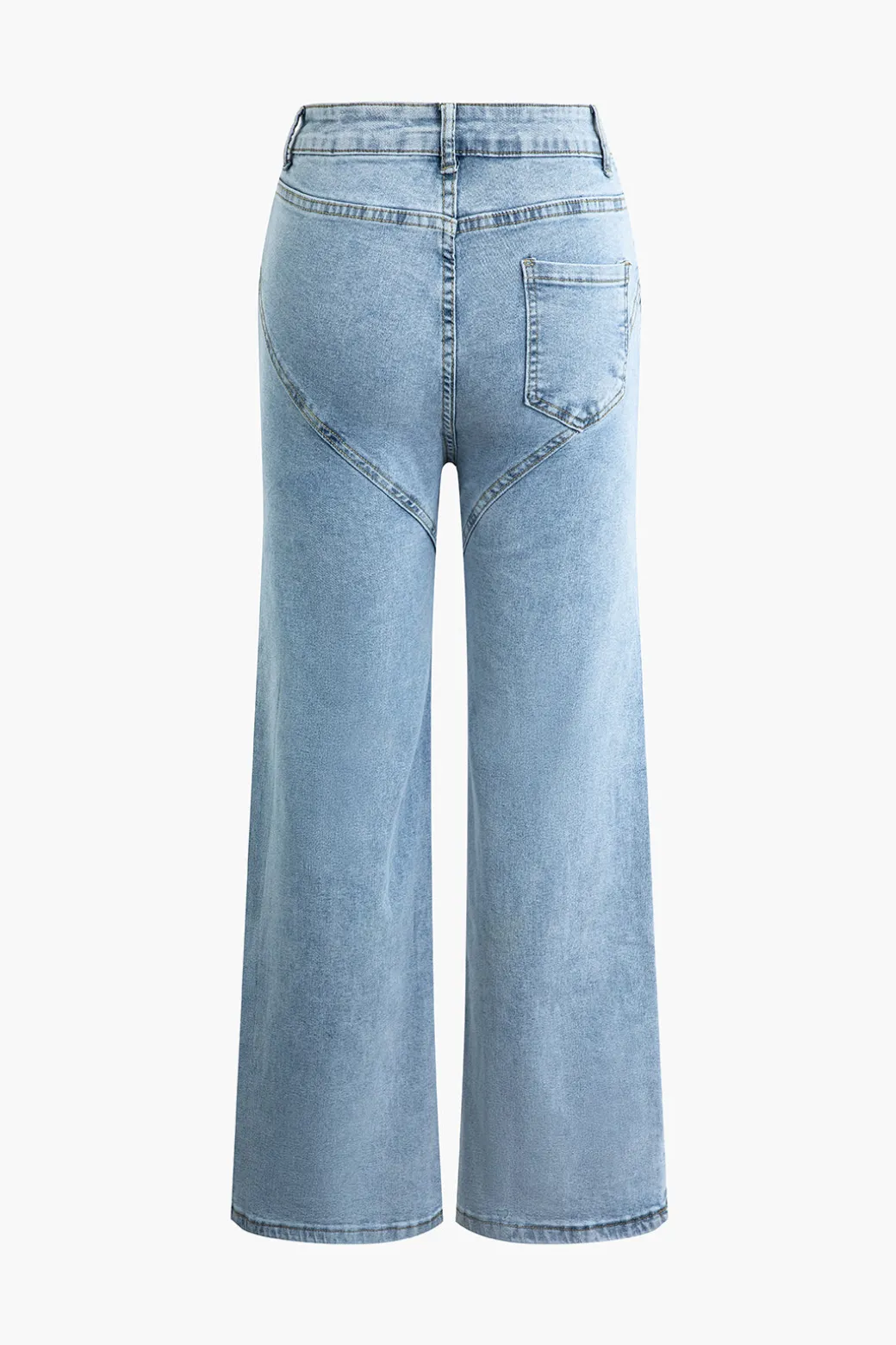 Cheap Rhinestone Embellished Cut Out Straight Leg Jeans Pants