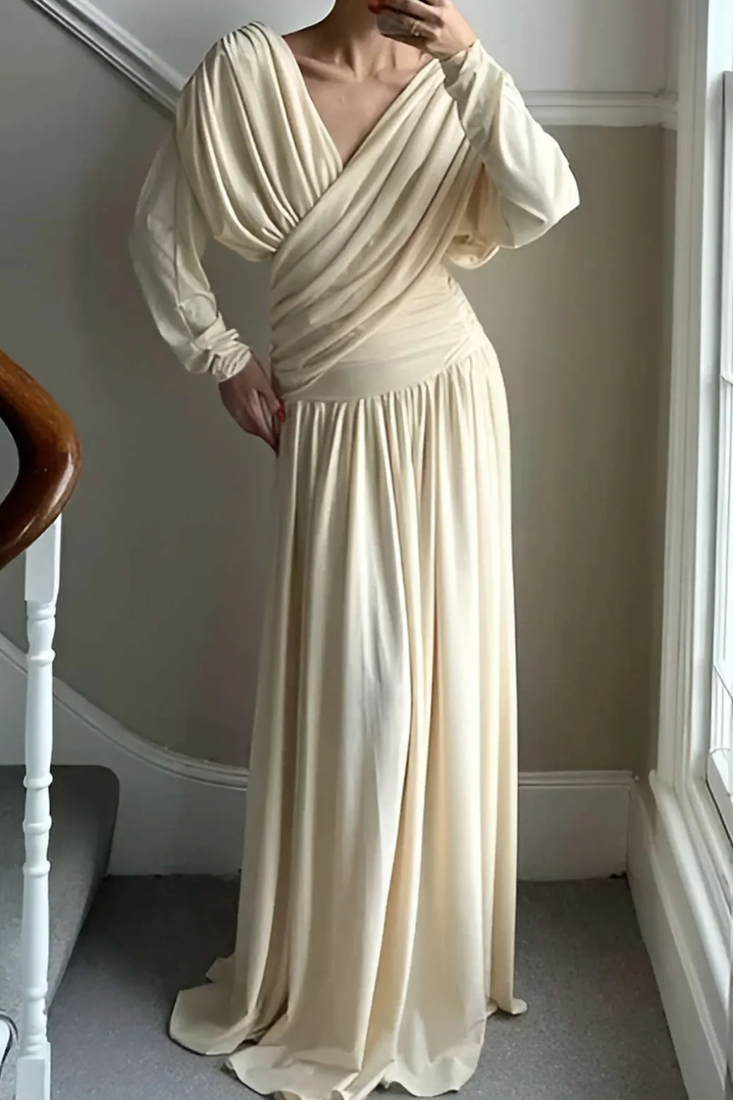 New Ruched Backless Maxi Dress Long Sleeve Dresses | Maxi Dresses