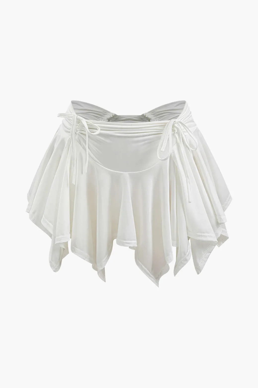 New Ruched Drawstring Asymmetric Mini Skirt Skirts