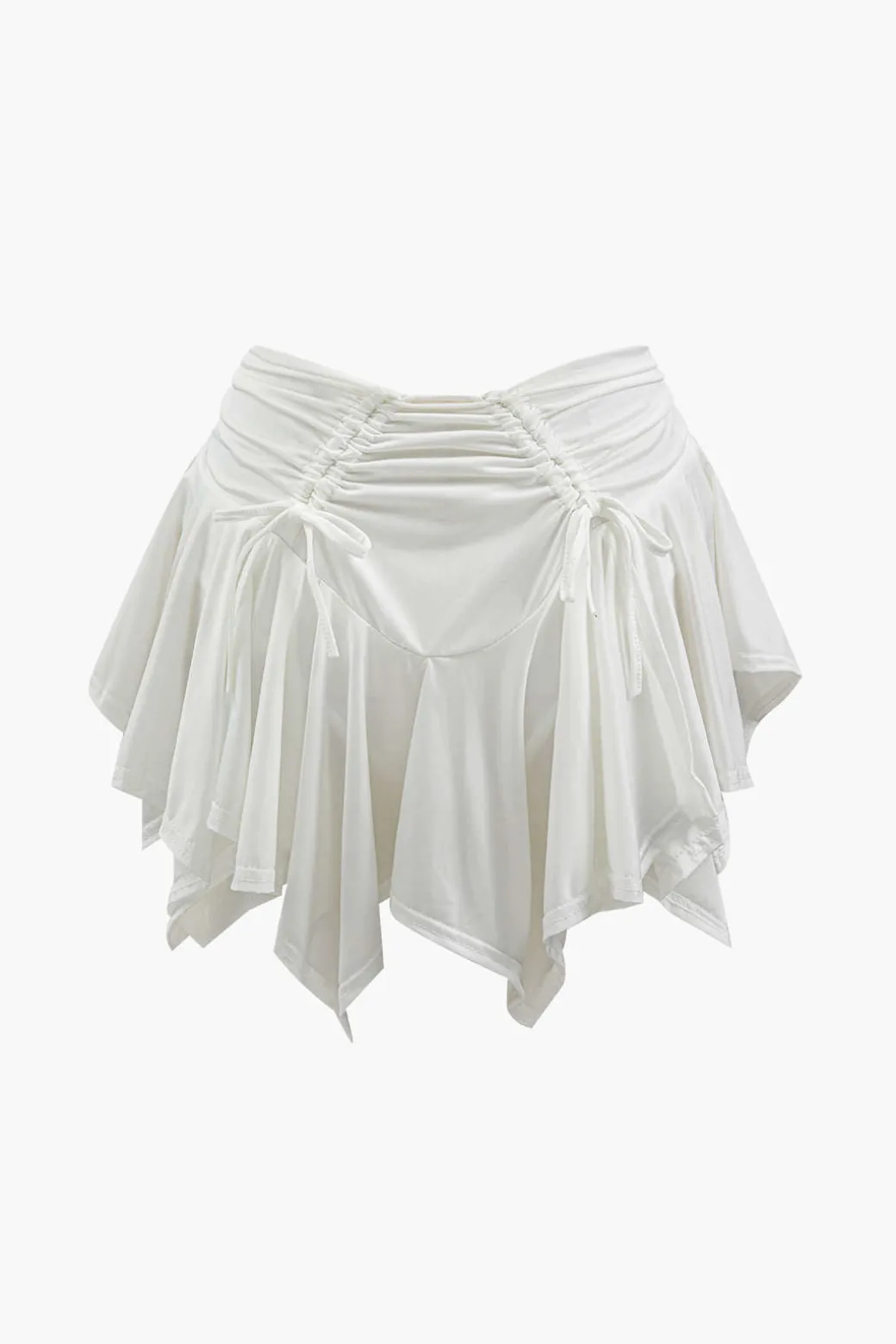 New Ruched Drawstring Asymmetric Mini Skirt Skirts