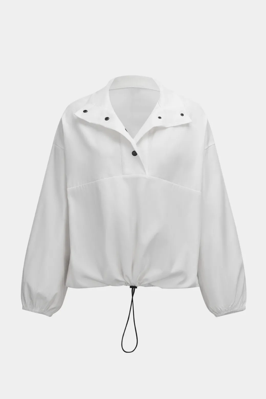 Clearance Ruched Drawstring Button Long-Sleeve Top And Shorts Set Short Sets