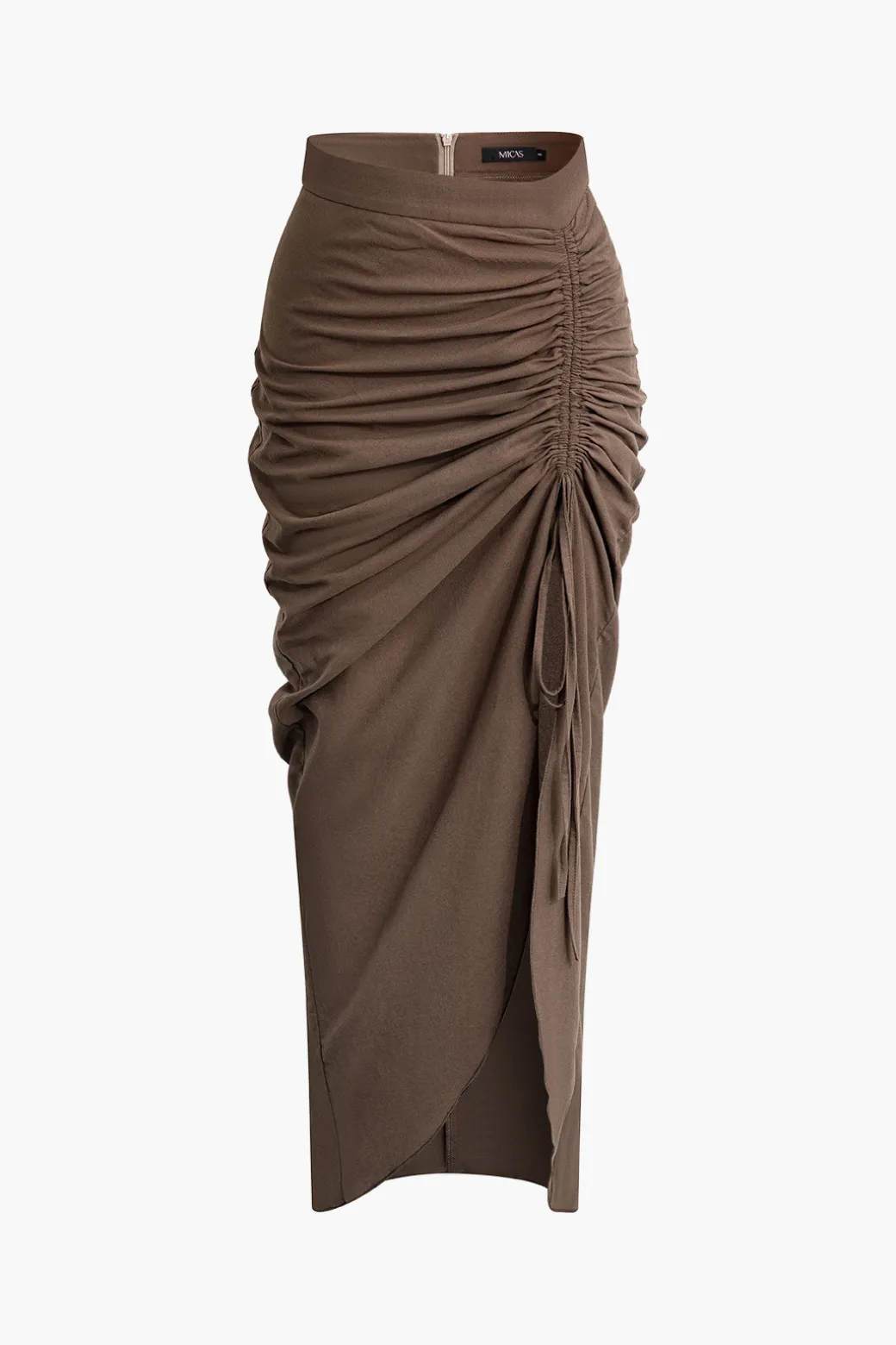 Fashion Ruched Drawstring Split Skirt Skirts