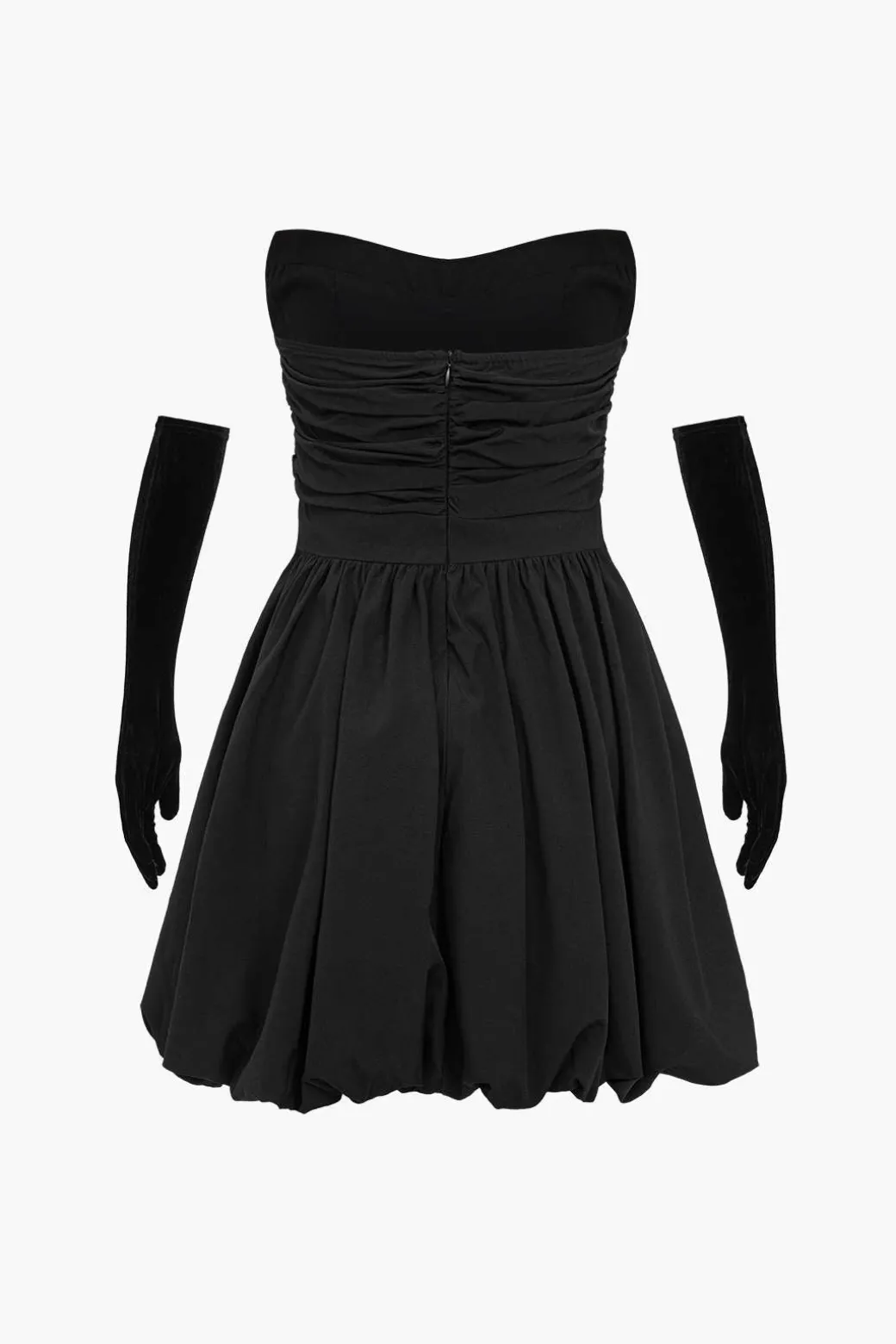 Clearance Ruched Strapless Mini Dress With Gloves Mini Dresses