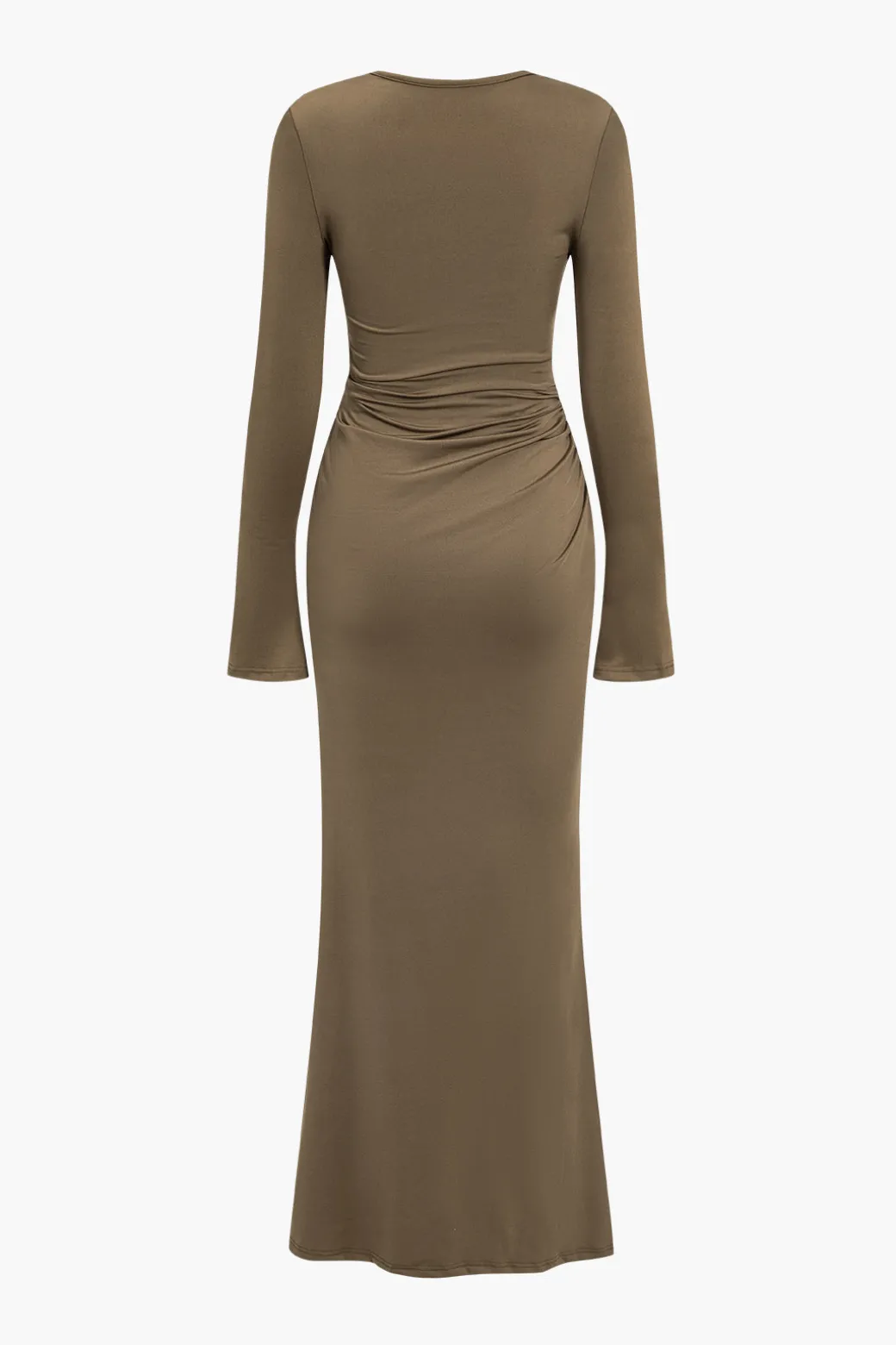Clearance Ruched V-Neck Long Sleeve Maxi Dress Long Sleeve Dresses | Maxi Dresses