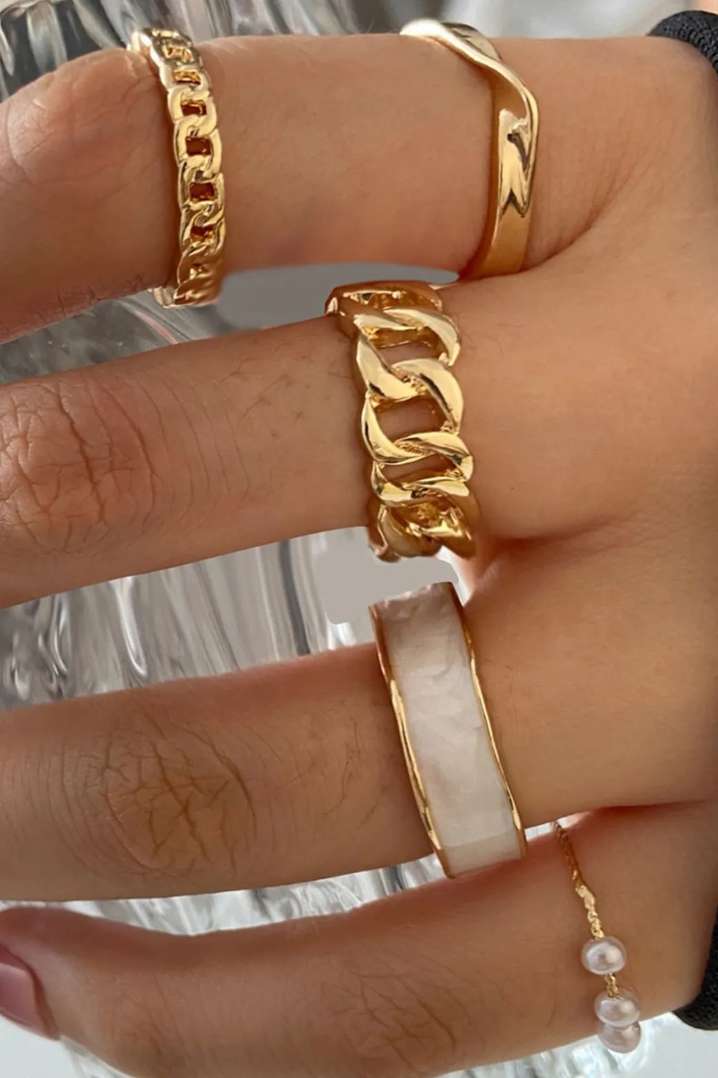 Hot Set of 5-pcs Chain Rings Accessories