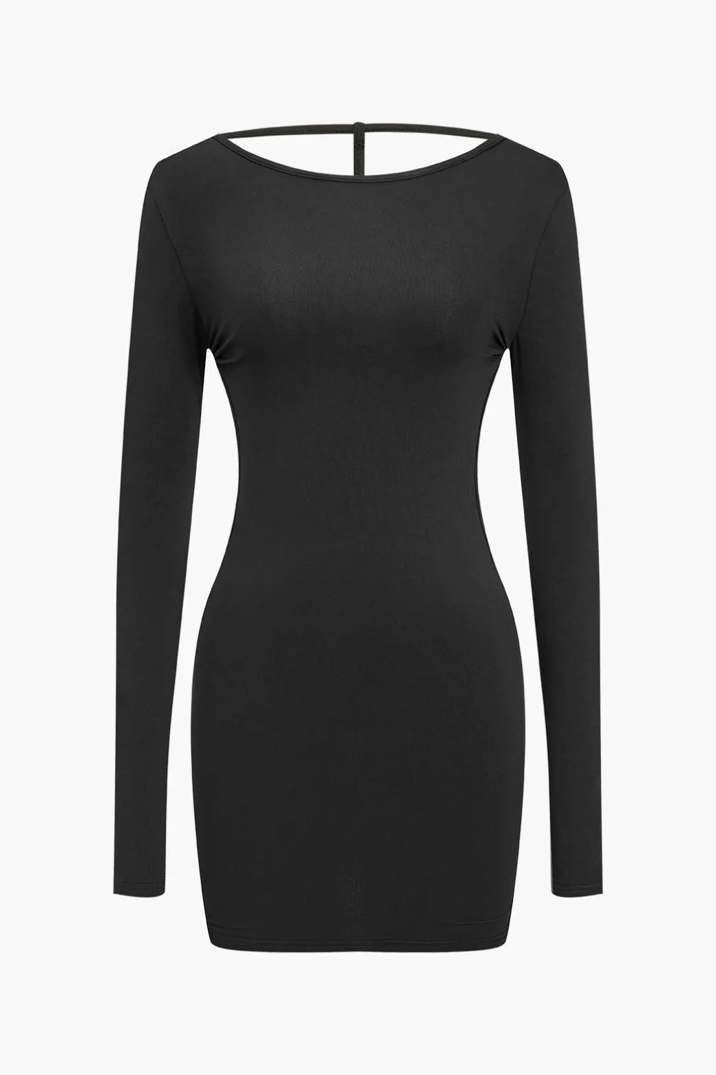 Hot Solid Backless Long Sleeve Mini Dress Long Sleeve Dresses | Mini Dresses