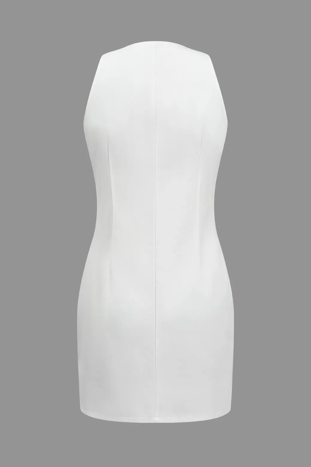 New Solid Button Sleeveless Mini Dress Mini Dresses