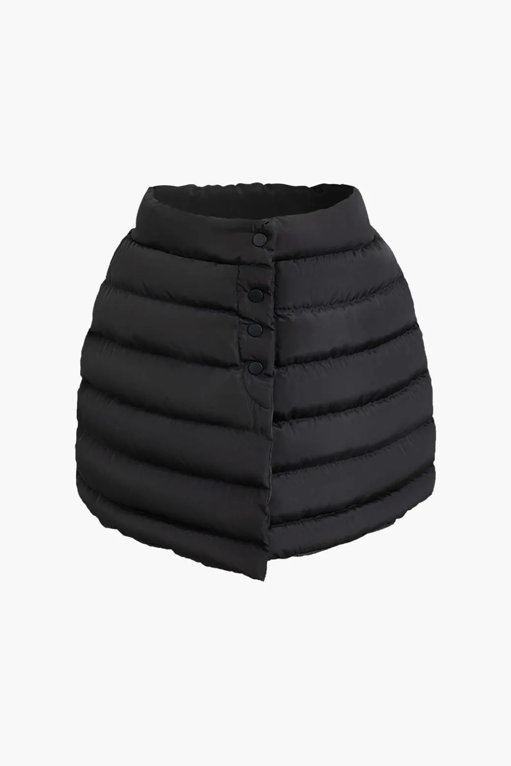 Hot Solid Button Up Puffer Mini Skirt Skirts