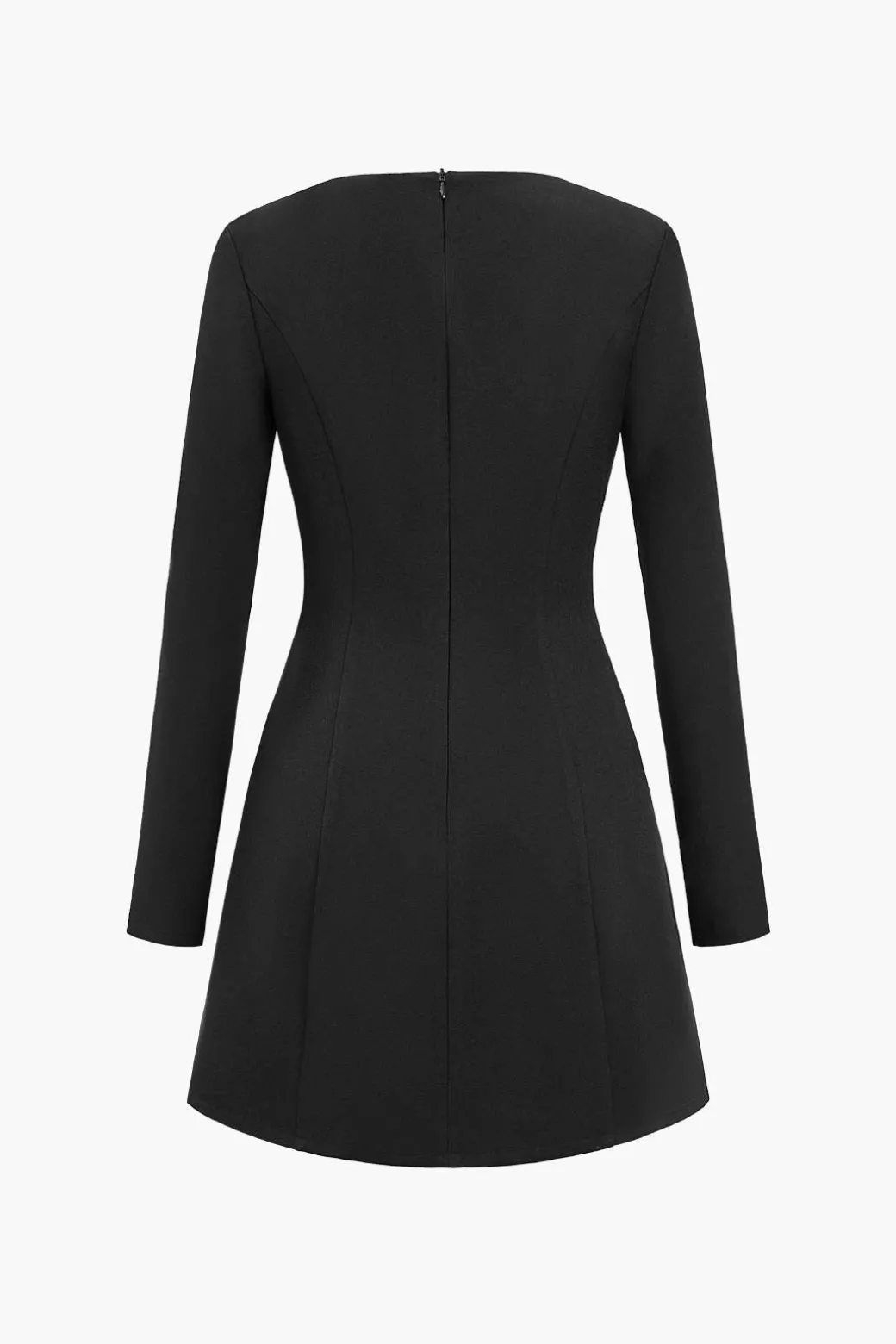 New Solid Button Zipper Asymmetrical Mini Dress Long Sleeve Dresses | Mini Dresses