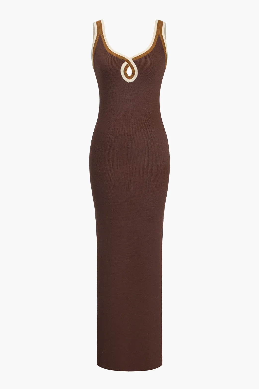 Fashion Solid Cut Out Color Block Maxi Dress Maxi Dresses