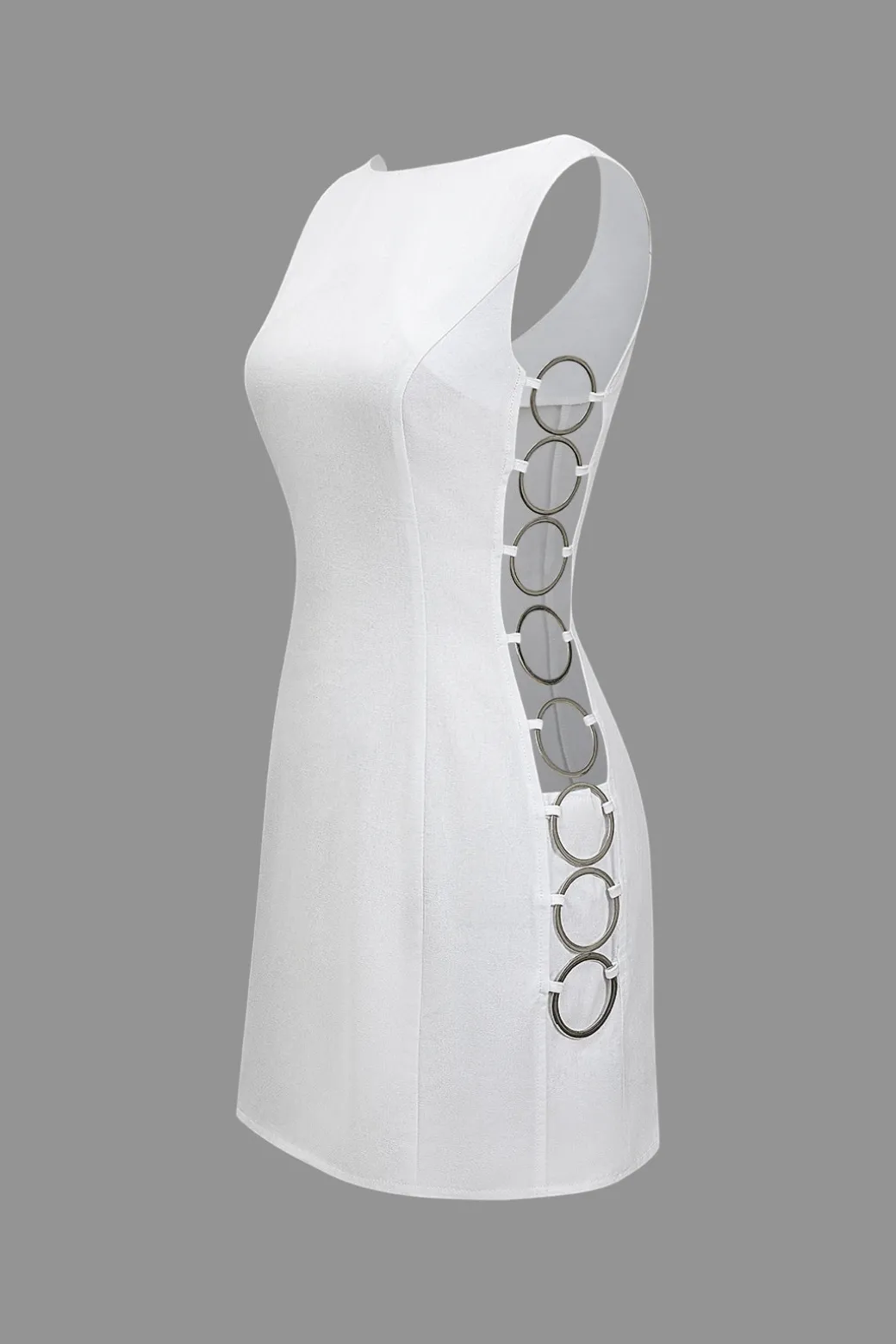 New Solid Cut Out Ring Side Mini Dress Mini Dresses