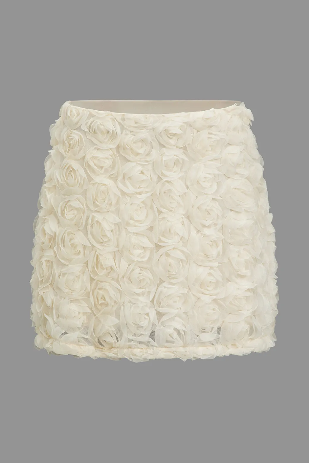 Clearance Solid 3D Floral Texture Zipper Mesh Mini Skirt Skirts