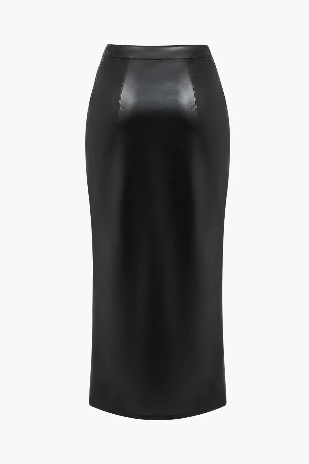 Outlet Solid Faux Leather Button Asymmetrical Skirt Skirts