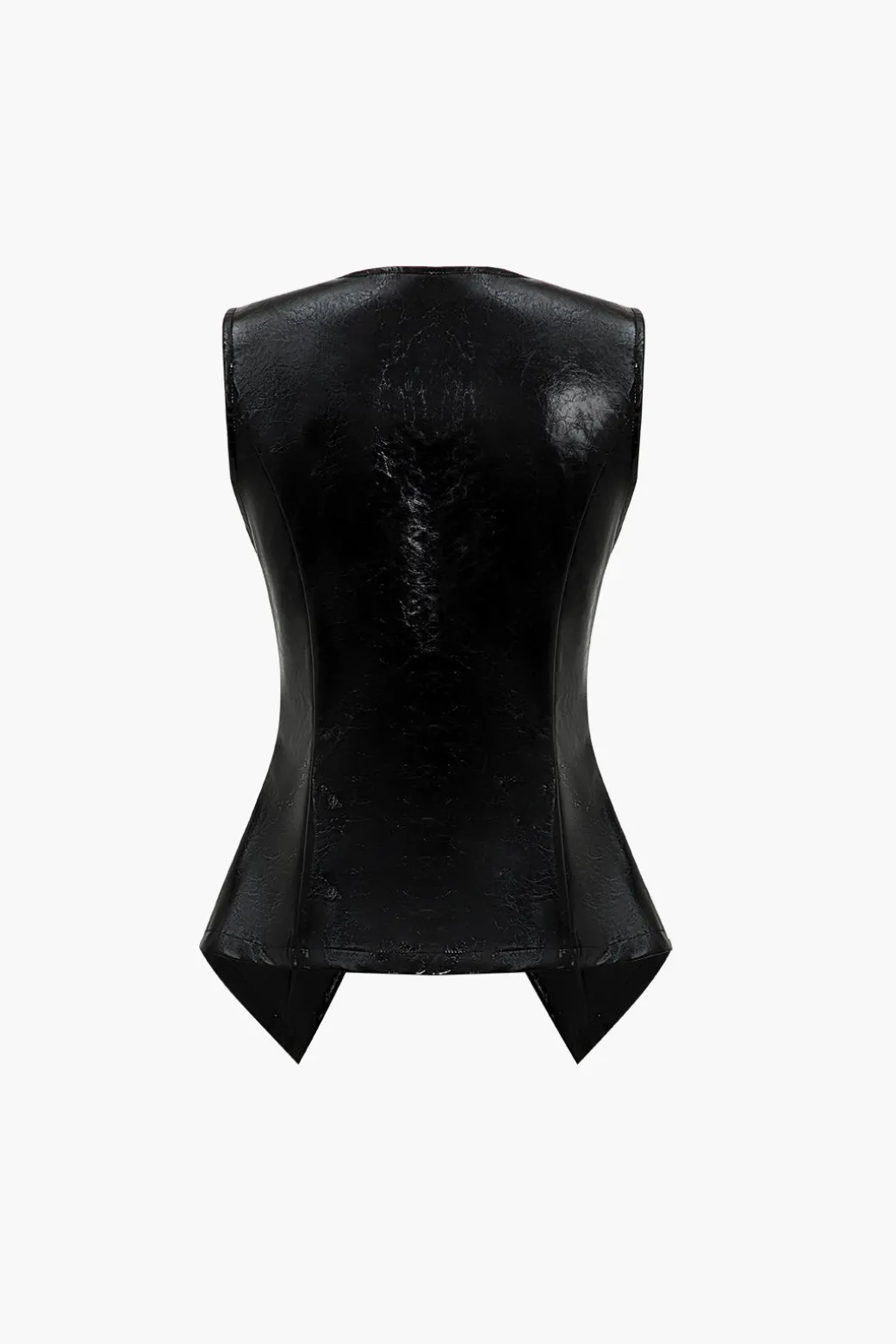 Online Solid Faux Leather Button Vest Outerwear | Outerwear
