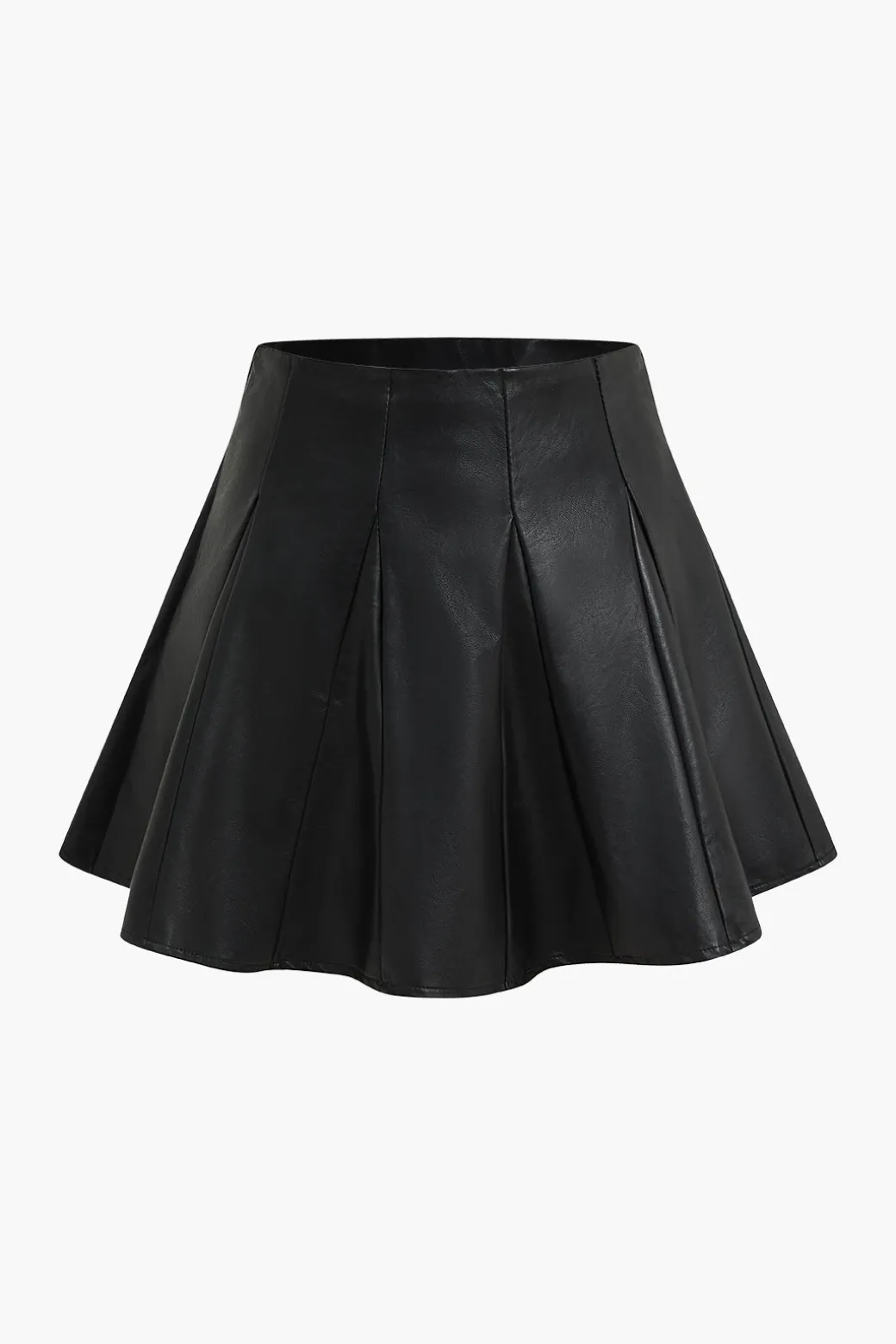 Flash Sale Solid Faux Leather Ruched Skirt Skirts