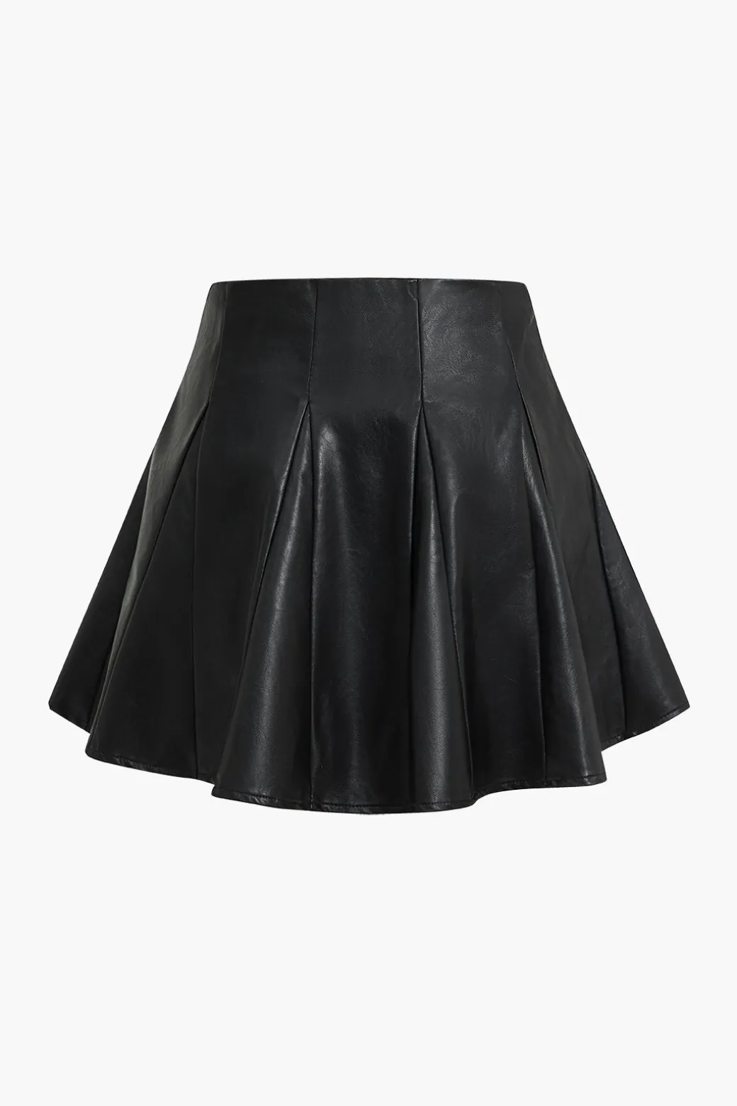 Flash Sale Solid Faux Leather Ruched Skirt Skirts