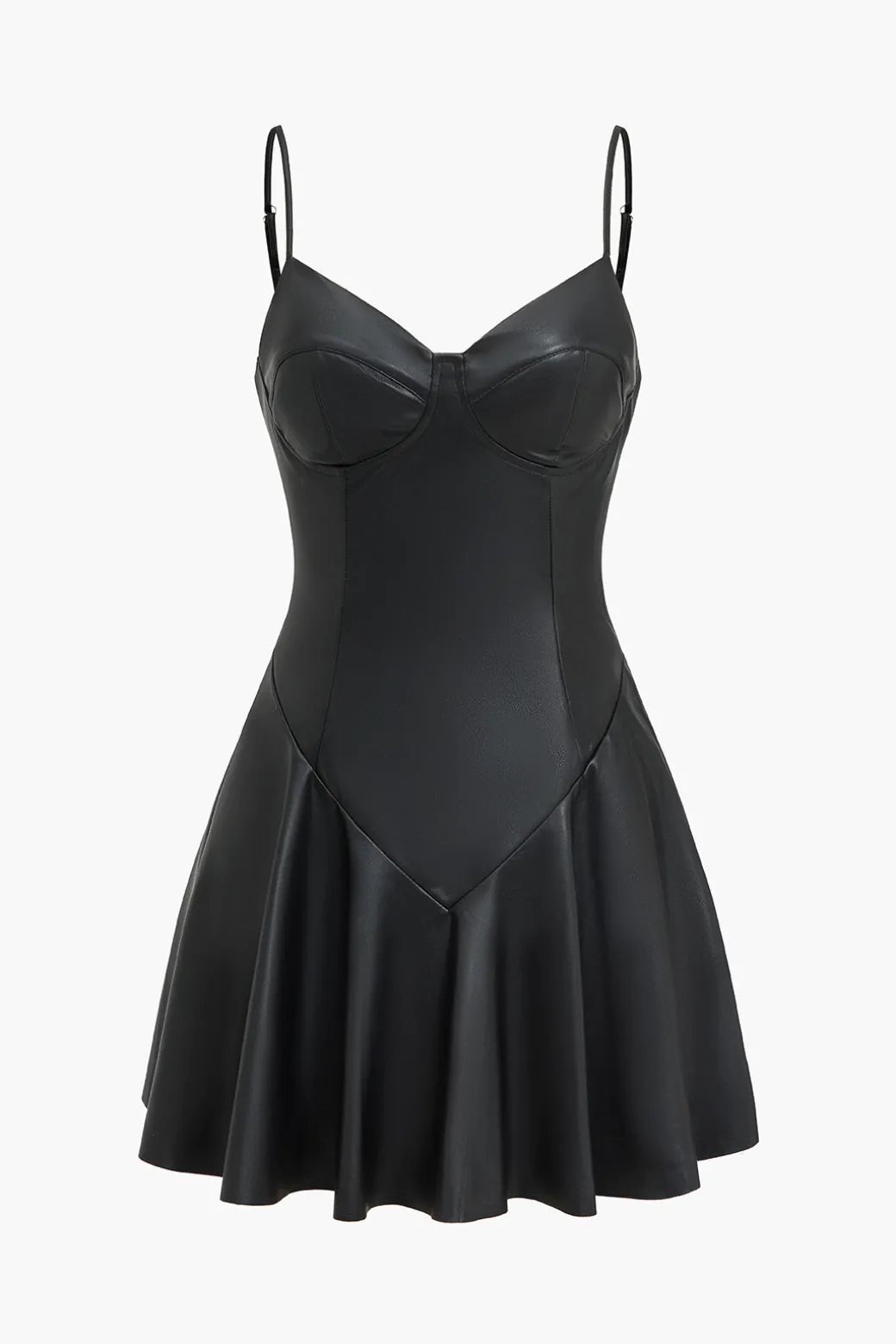 Hot Solid Faux Leather Slip Bustier Mini Dress Mini Dresses