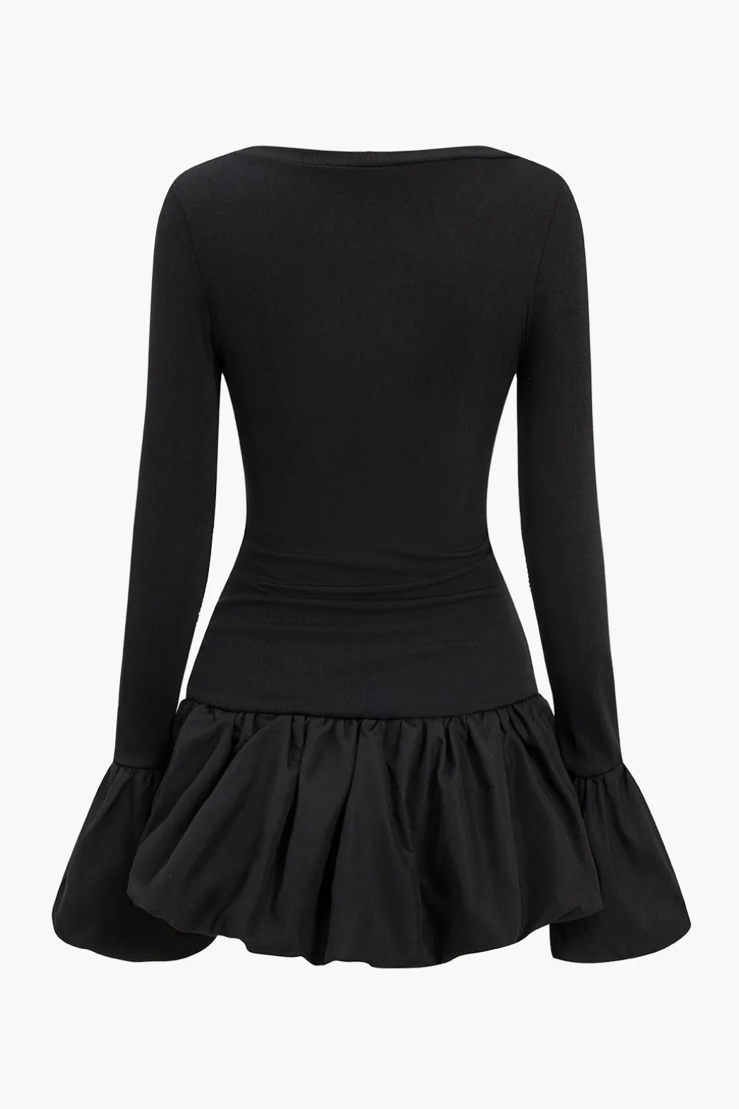 New Solid Flared Mini Dress Long Sleeve Dresses | Mini Dresses