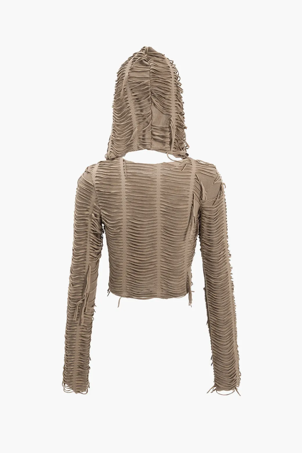 Fashion Solid Fringe Long-Sleeve Hooded Top Long Sleeve Tops | Long Sleeves Tops