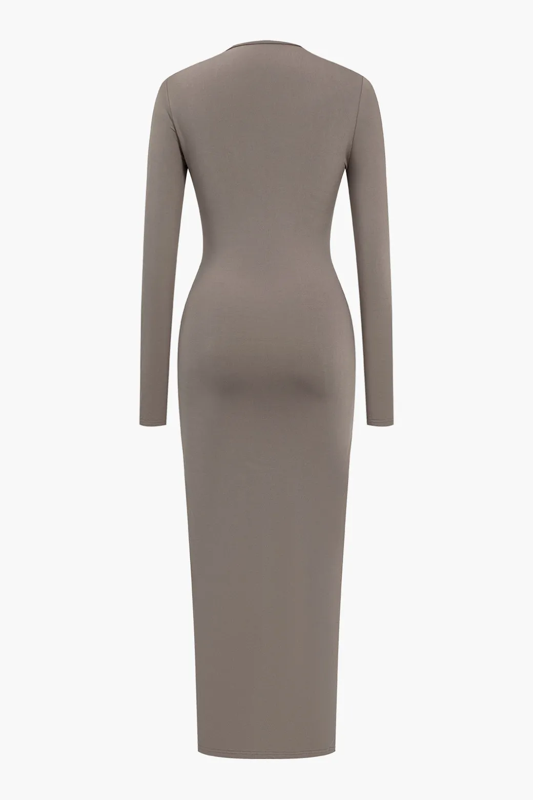 Cheap Solid Heart-Shaped Irregular Slit Long Sleeve Midi Dress Long Sleeve Dresses | Midi Dresses