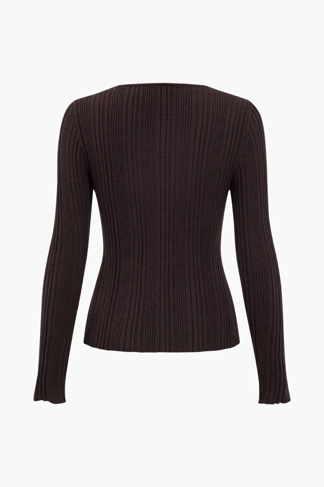 New Solid Knit Button Long-Sleeve Top Knit Tops