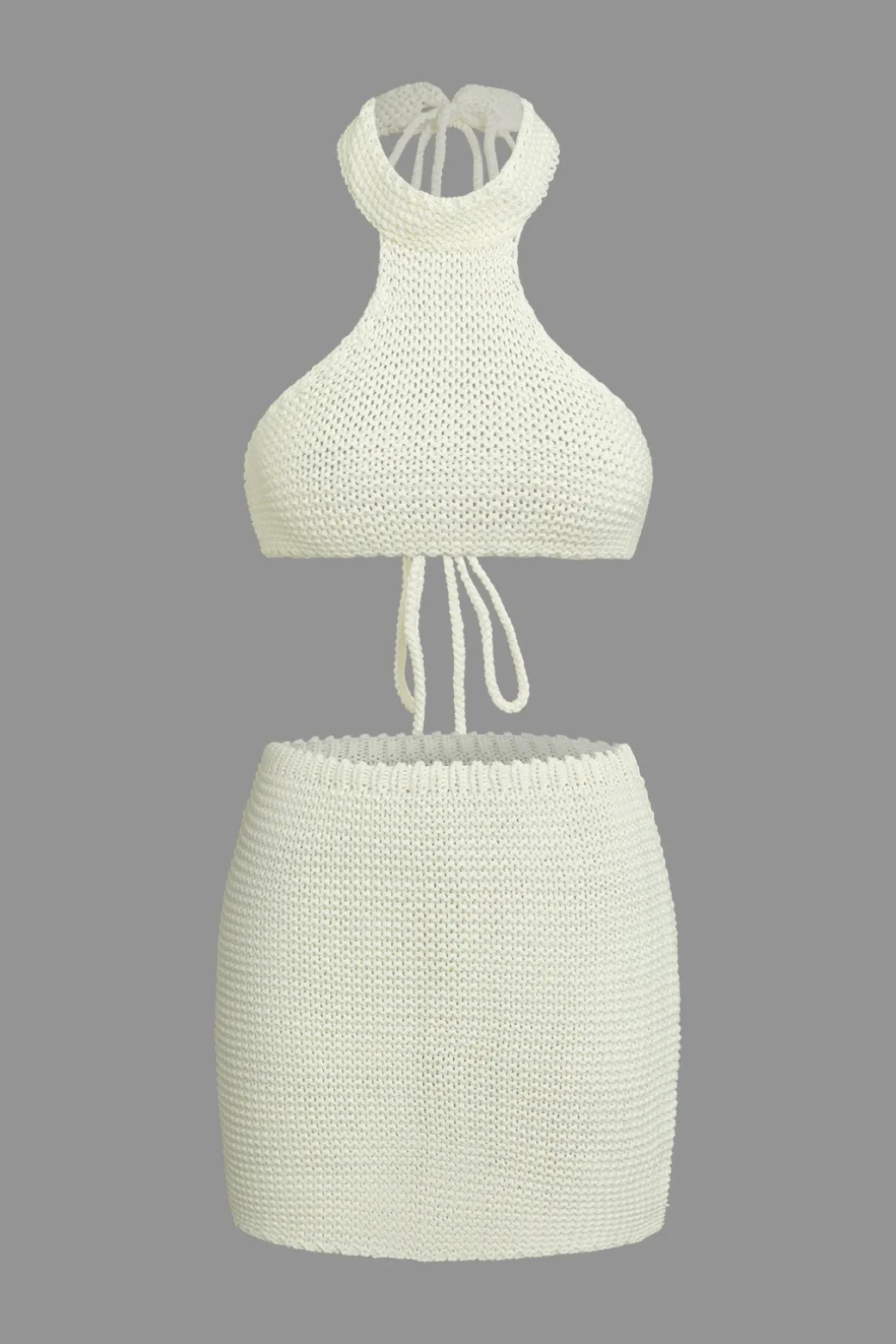Shop Solid Knit Cut Out Tie-Up Top And Mini Skirt Set Knit Sets